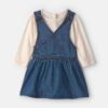 Baby Girl 2-Piece Denim Skirtall Set - Light Wash