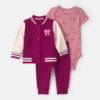 Baby Girl 3-Piece Bow French Terry Layering Set - Pink 8 Baby Girl 3-Piece Bow French Terry Layering Set - Pink