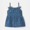 Girls Paisley Denim Top - Medium Wash