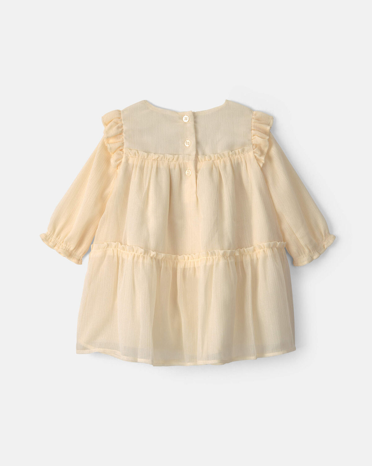 Baby Girl Shimmer Long-Sleeve Dress - Cream