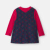 Toddler Girl 2-Piece Floral Corduroy Long-Sleeve Dress Set - Navy Blue/Red