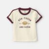 Toddler Boy 'Run, Throw and Catch' Football Graphic Tee - Cream/Burgundy