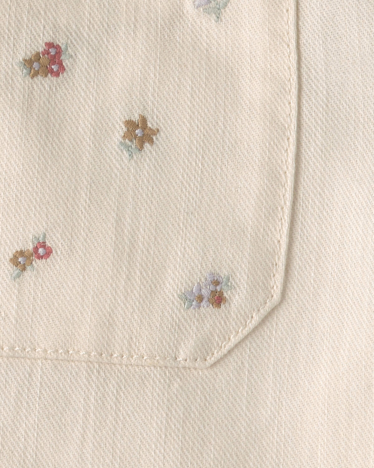 Toddler Girl Floral Twill Pants - Cream 4 Toddler Girl Floral Twill Pants - Cream