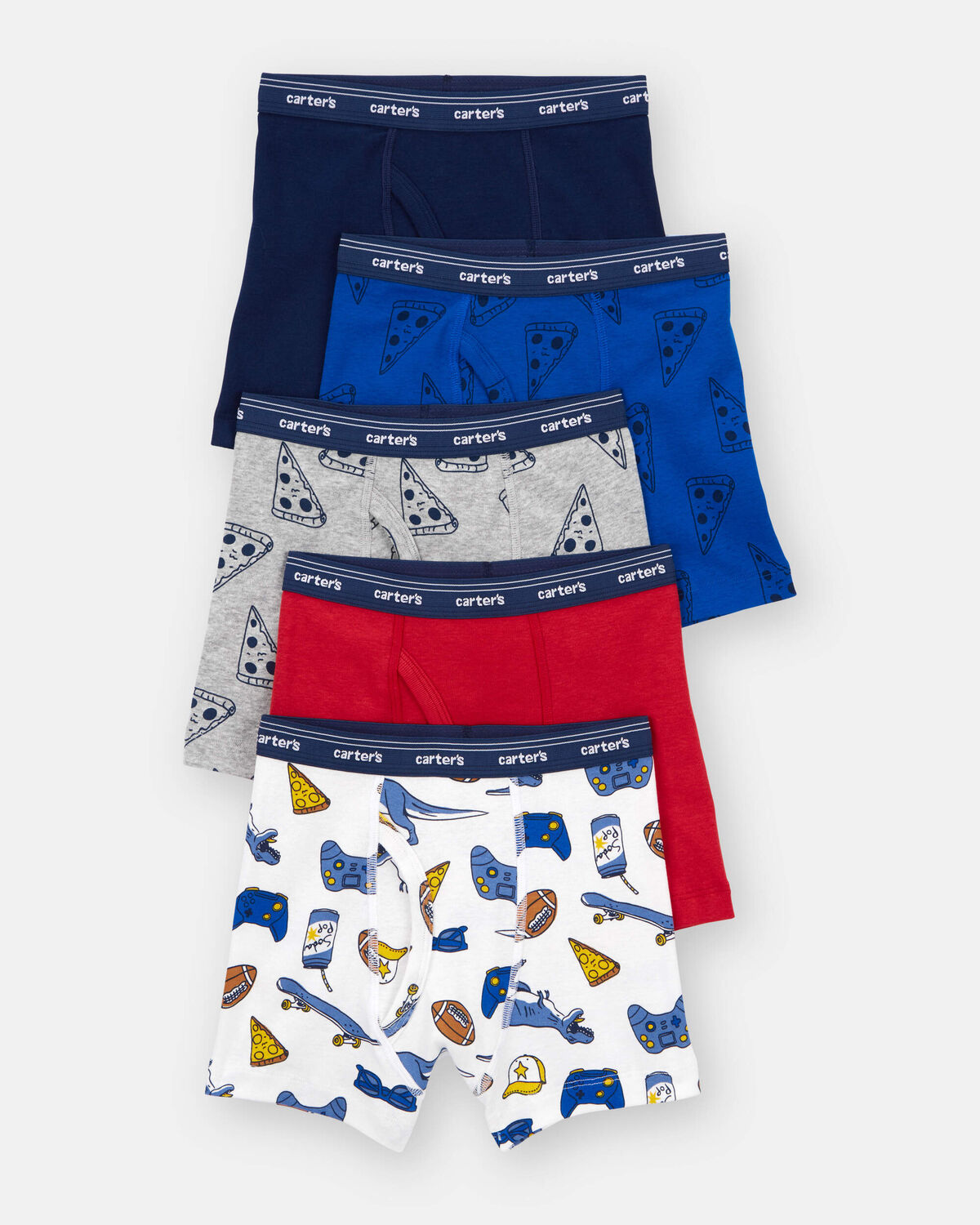 Toddler Boy 5-Pack Print Boxer Brief Underwear - Blue/Navy/White/Red 1 Toddler Boy 5-Pack Print Boxer Brief Underwear - Blue/Navy/White/Red