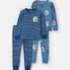 Baby Boy 4-Piece Milk & Cookies 100% Cotton Snug Fit Pajama Set - Blue