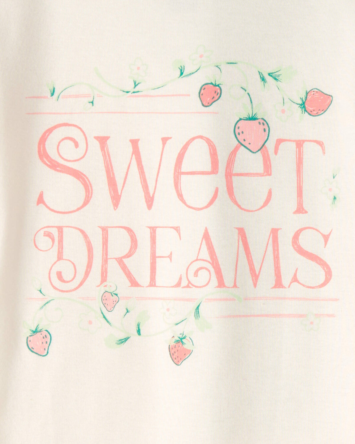 Girls Strawberry 100% Cotton Snug Fit 4-Piece Pajama Set - Green/Pink