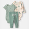Baby Boy 3-Piece Dinosaur Bodysuit & Pant Set - Green/Ivory