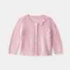 Baby Girl Bow Pointelle Button-Up Cardigan Sweater - Pink 6 Baby Girl Bow Pointelle Button-Up Cardigan Sweater - Pink
