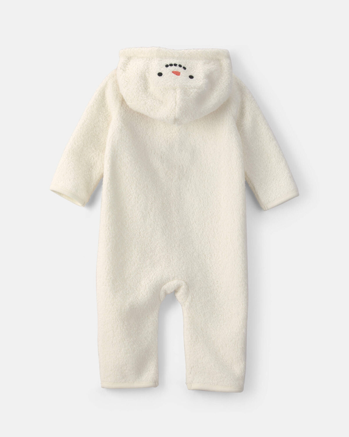 Baby Snowman Fleece Long-Sleeve Jumpsuit - Cream