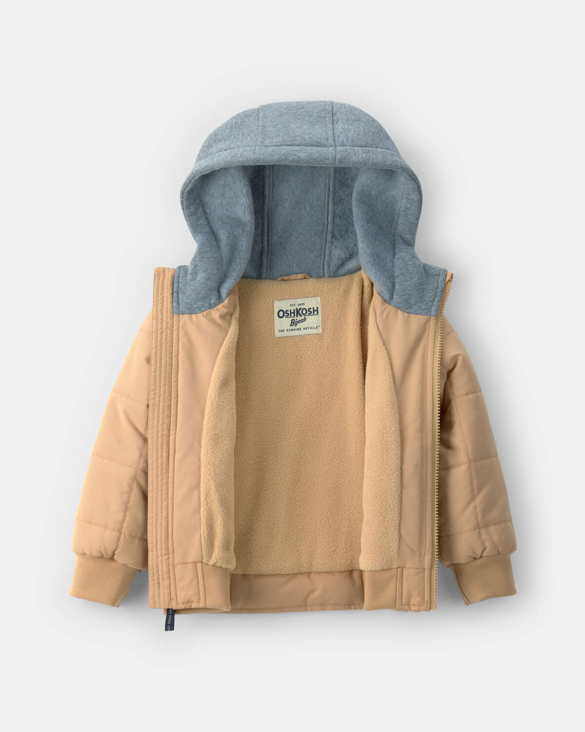 Toddler Boy Hooded Midweight Quilted Jacket - Brown 2 Toddler Boy Hooded Midweight Quilted Jacket - Brown