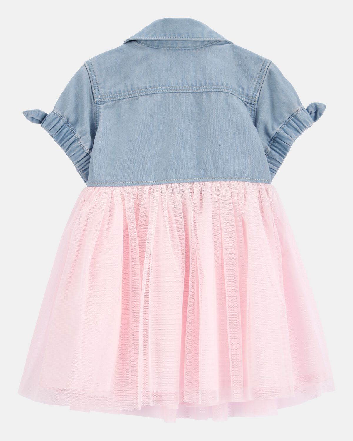 Baby Denim Shirt Dress With Tulle Skirt