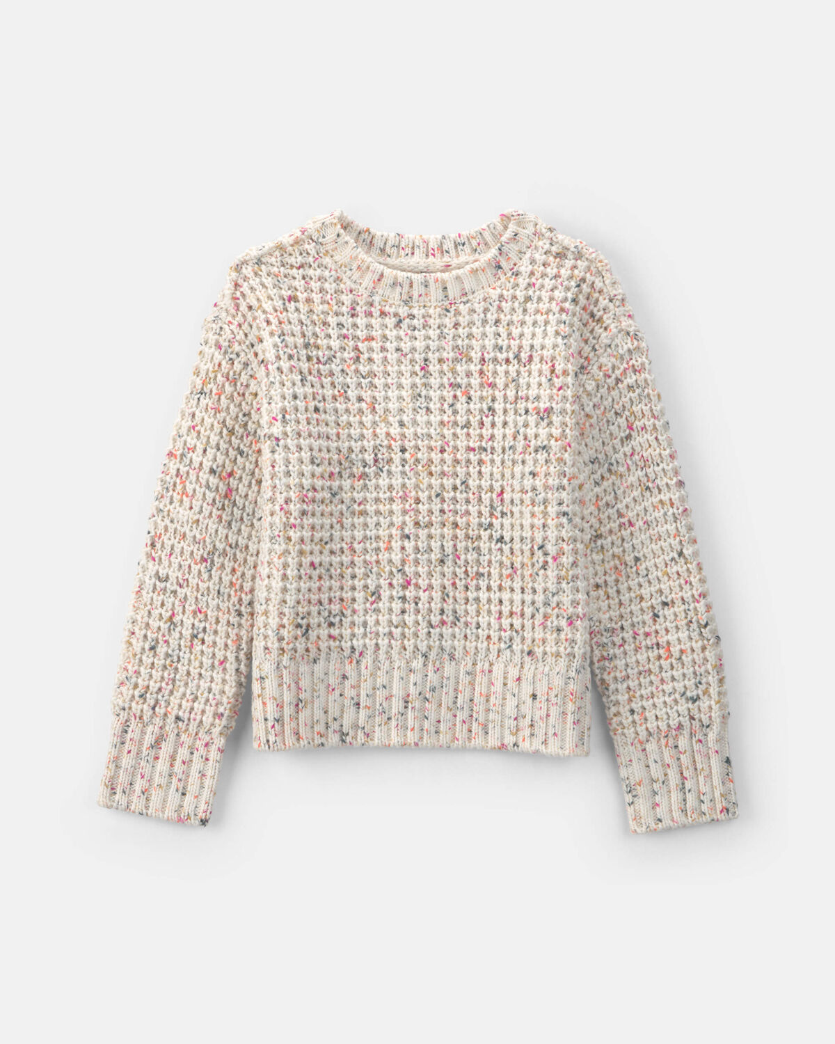 Girls Waffle Knit Sweater - Cream 1 Girls Waffle Knit Sweater - Cream