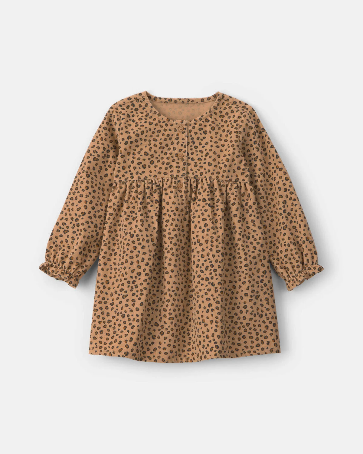Toddler Girl Leopard Corduroy Long-Sleeve Dress - Brown 1 Toddler Girl Leopard Corduroy Long-Sleeve Dress - Brown