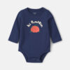 Baby Boy 'Hi Pumpkin' Long-Sleeve Graphic Bodysuit - Navy Blue