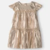 Baby Girl Metallic Crinkle Short-Sleeve Dress - Gold