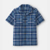 Boys Plaid Short-Sleeve Button-Down Shirt - Blue