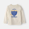 Kids 'Happy Hanukkah' Menorah Long-Sleeve Graphic Tee - Cream