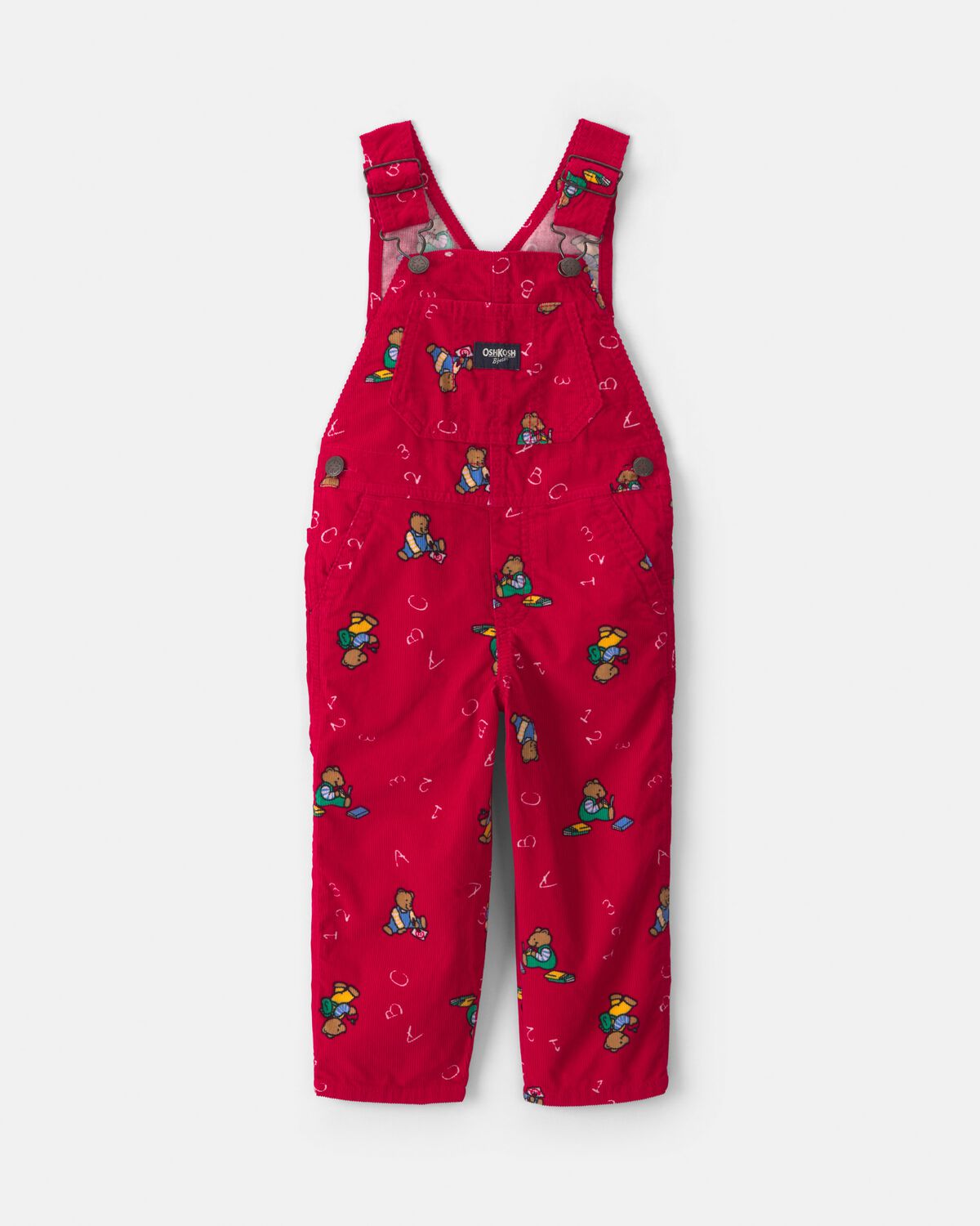 Toddler Bear Corduroy Overalls - Red
