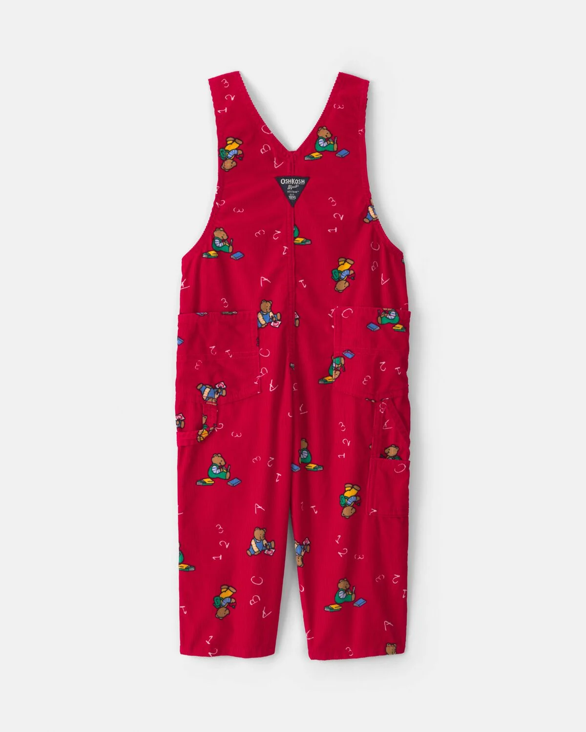 Toddler Bear Corduroy Overalls - Red