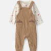 Baby Boy 2-Piece Thanksgiving Thermal Long-Sleeve Overall Set - Brown