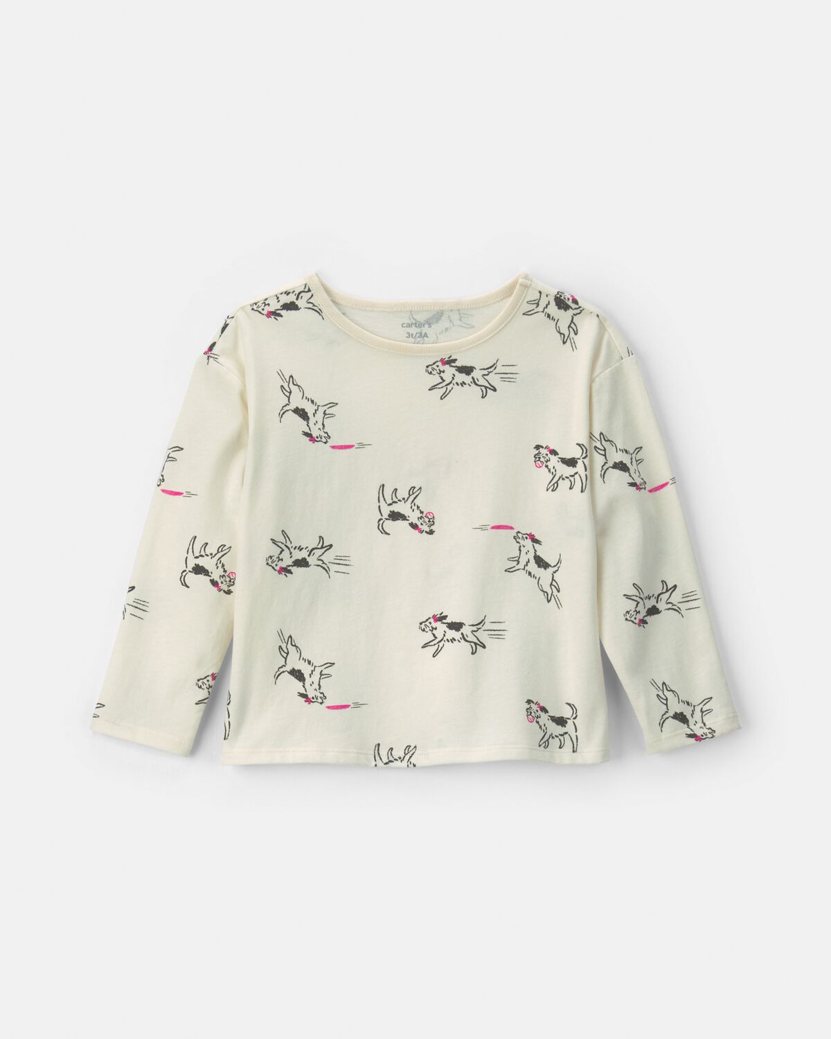 Toddler Girl Dog Long-Sleeve Top - Cream 1 Toddler Girl Dog Long-Sleeve Top - Cream