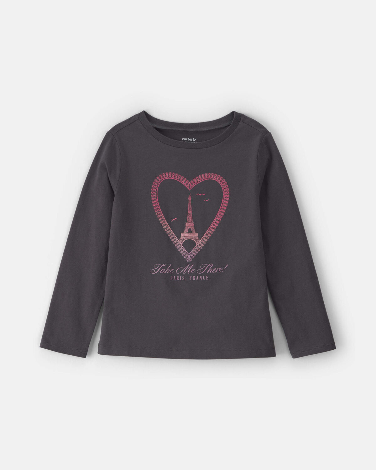 Girls Paris Heart Long-Sleeve Graphic Tee - Black 1 Girls Paris Heart Long-Sleeve Graphic Tee - Black
