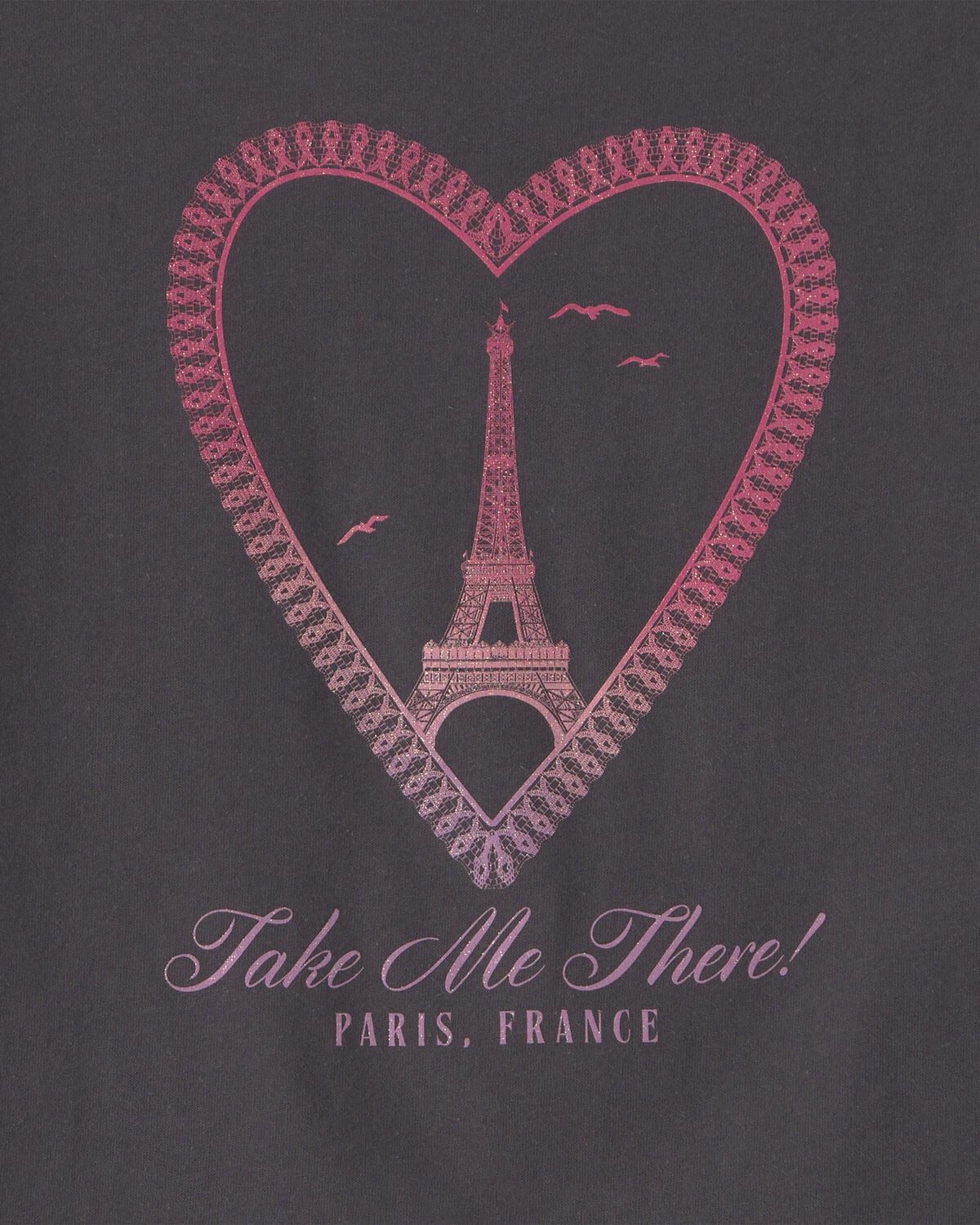 Girls Paris Heart Long-Sleeve Graphic Tee - Black 2 Girls Paris Heart Long-Sleeve Graphic Tee - Black