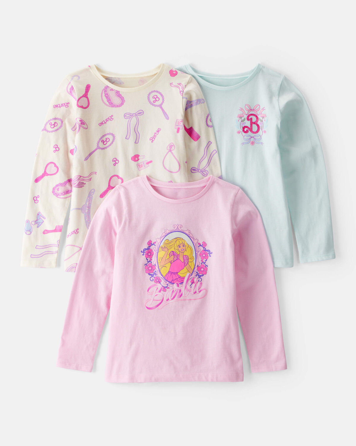 Girls 3-Pack Barbie Long-Sleeve Graphic Tees