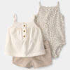 Baby Girl 3-Piece Cheetah Top, Bodysuit & Short Set - Khaki/Ivory 9 Baby Girl 3-Piece Cheetah Top, Bodysuit & Short Set - Khaki/Ivory