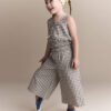 Toddler Girl Gingham Peplum Top with Bows - Cream/Grey