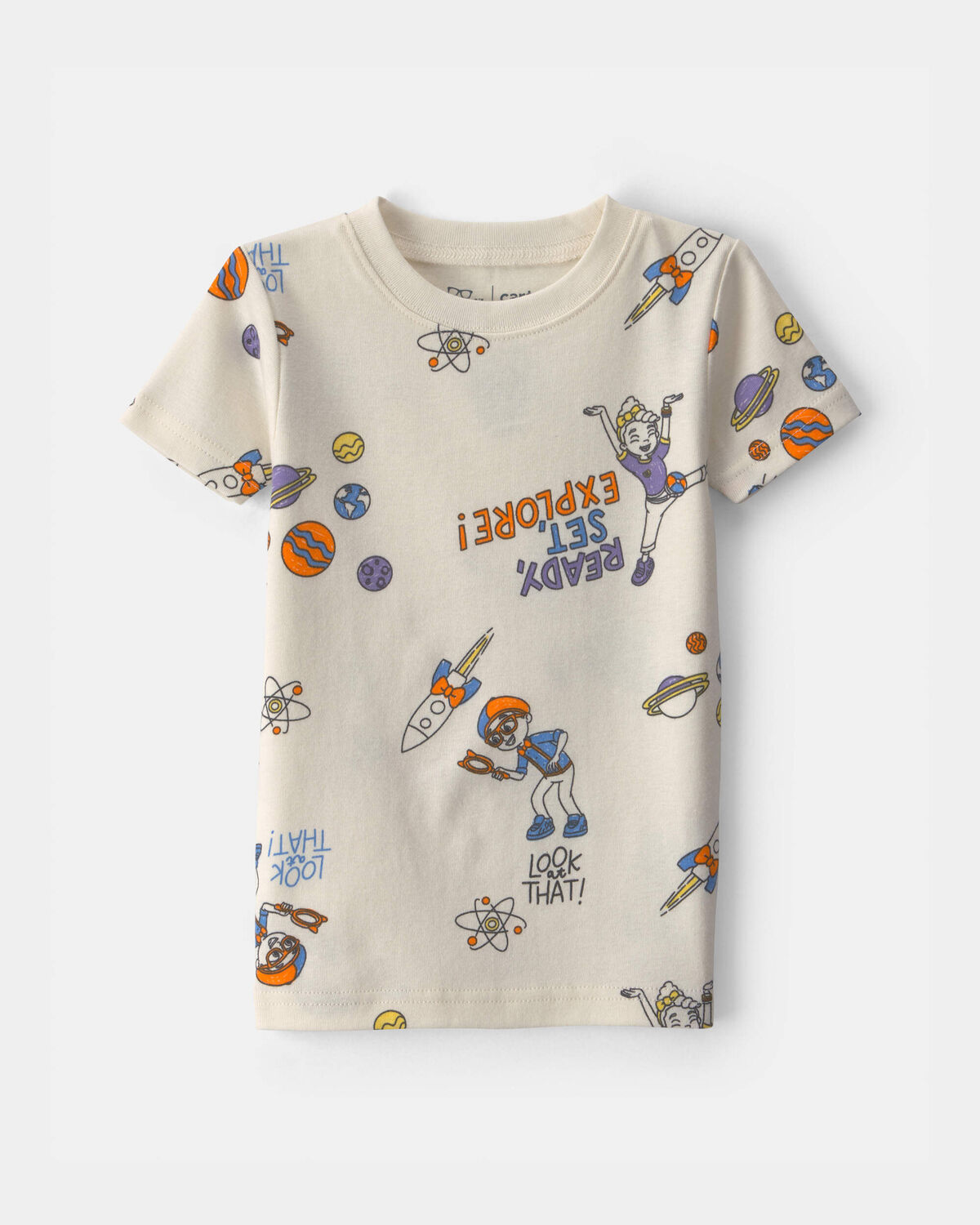 Toddler 2-Piece Blippi Short-Sleeve Pajama Set - Cream