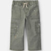 Toddler Boy Splatter Paint Wide-Leg Carpenter Pants - Green