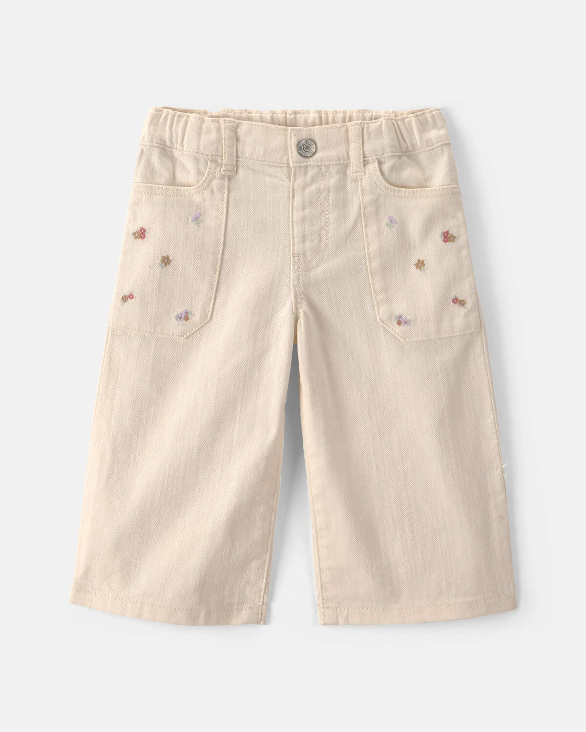 Baby Girl Floral Twill Pants - Cream