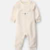Baby Girl Bear Velvety Long-Sleeve Jumpsuit - Cream