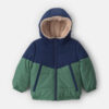 Toddler Boy Color Block Hooded Heavyweight Quilted Winter Jacket - Blue/Green