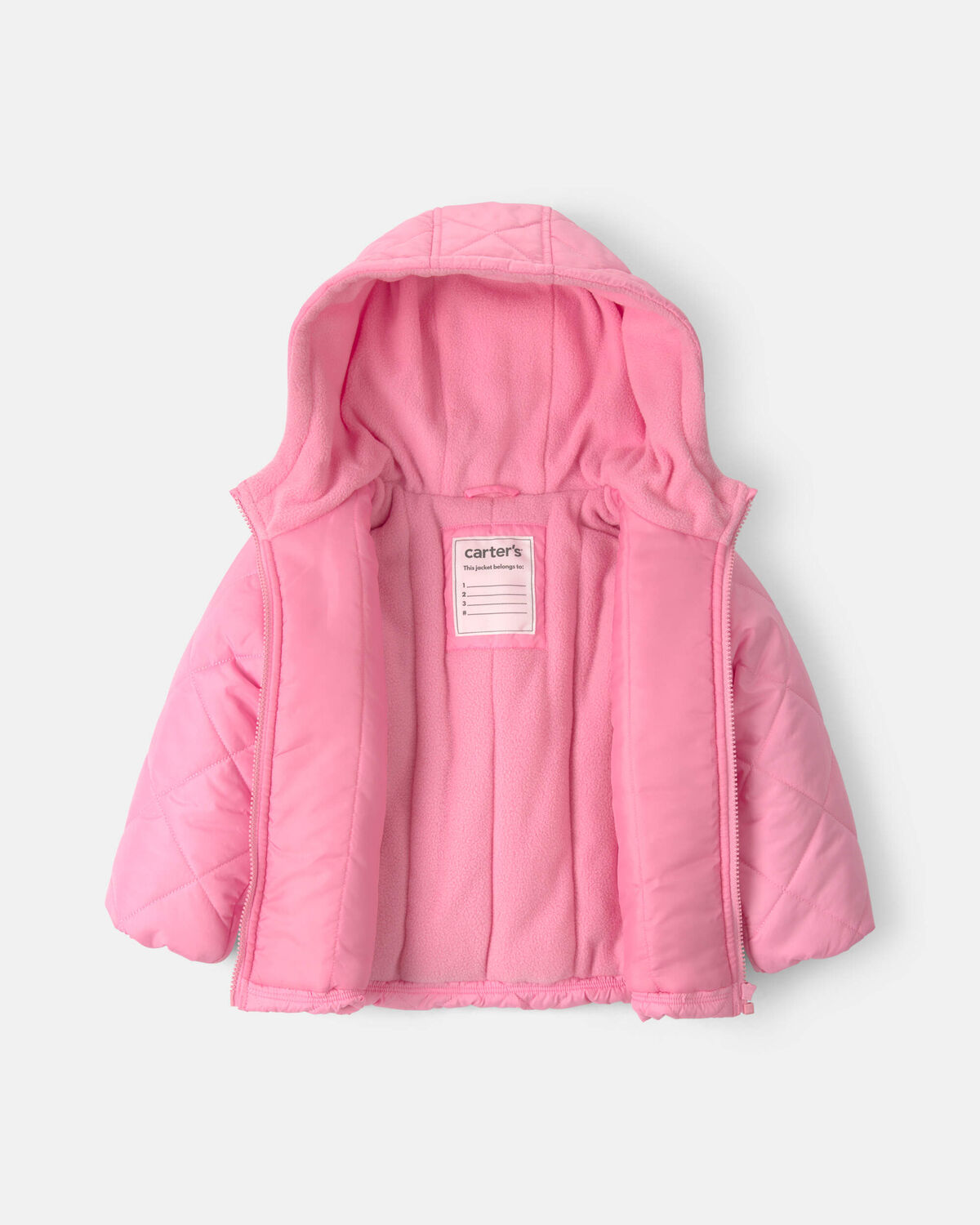 Toddler Girl Hooded Heavyweight Quilted Winter Jacket - Pink 2 Toddler Girl Hooded Heavyweight Quilted Winter Jacket - Pink