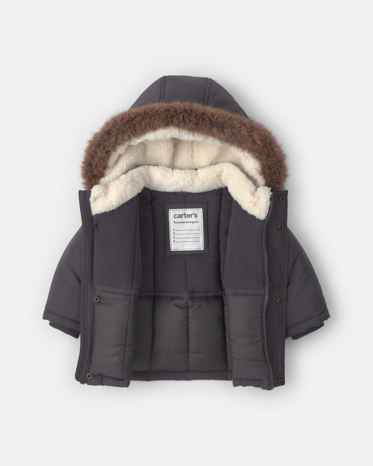 Baby Boy Hooded Heavyweight Winter Jacket - Black