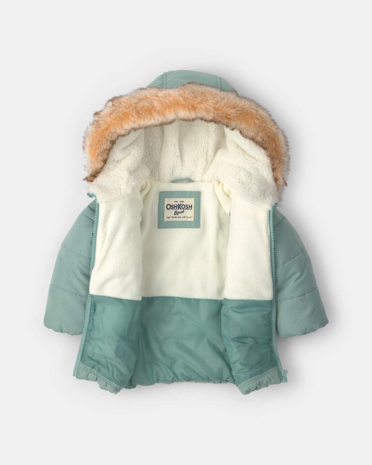 Baby Girl Hooded Heavyweight Winter Jacket - Olive 2 Baby Girl Hooded Heavyweight Winter Jacket - Olive