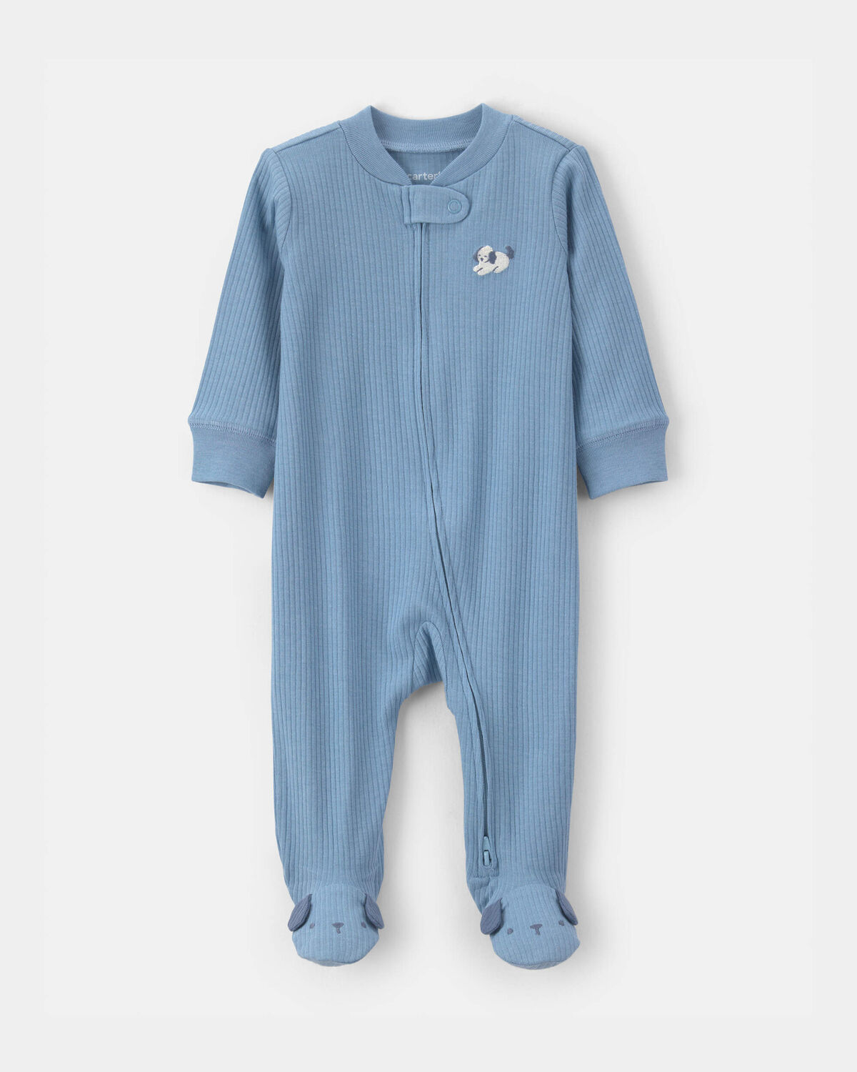 Baby Puppy Cotton 2-Way Zip Sleep & Play Pajamas - Blue 1 Baby Puppy Cotton 2-Way Zip Sleep & Play Pajamas - Blue