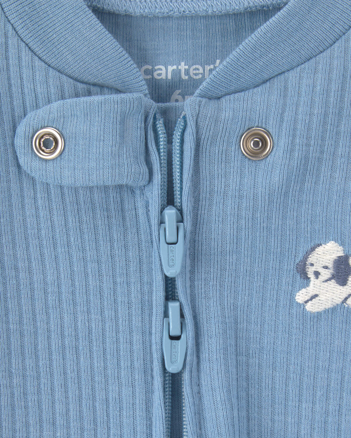 Baby Puppy Cotton 2-Way Zip Sleep & Play Pajamas - Blue 2 Baby Puppy Cotton 2-Way Zip Sleep & Play Pajamas - Blue