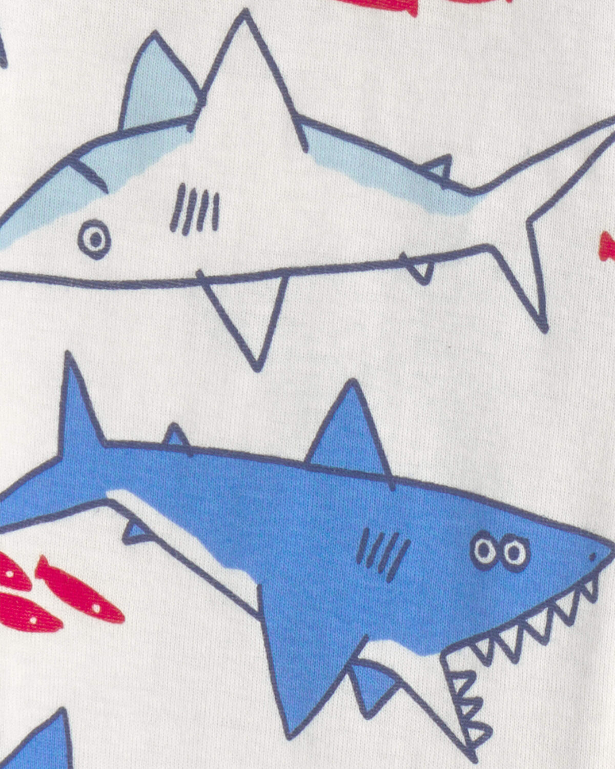 Baby Boy Shark 100% Cotton Snug Fit 1-Piece Pajama - Ivory/Blue 4 Baby Boy Shark 100% Cotton Snug Fit 1-Piece Pajama - Ivory/Blue