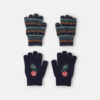 Boys 2-Pack Astronaut Dinosaur Striped Mittens - Black/Blue