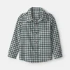 Boys Plaid Long-Sleeve Button-Down Shirt - Green/White
