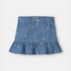 Girls Seashell Twill Ruffle Skirt - Medium Wash