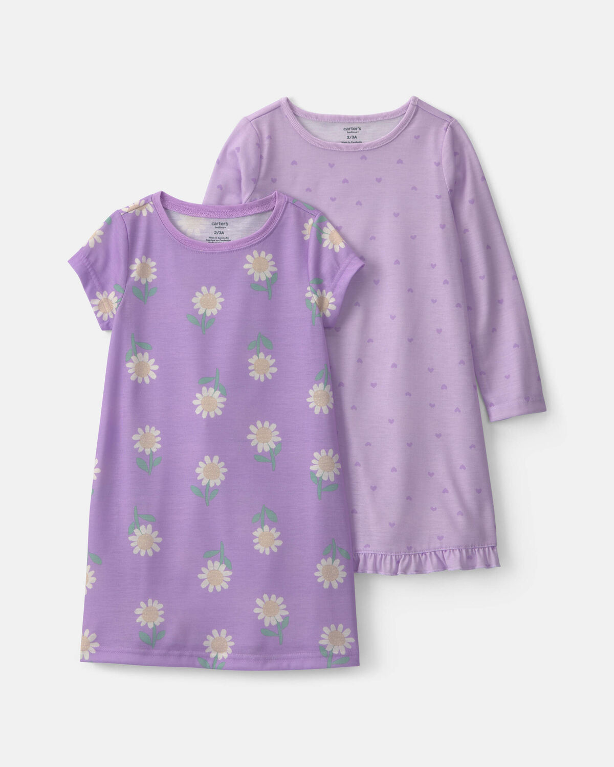 Girls 2-Pack Floral Night Gowns - Purple 1 Girls 2-Pack Floral Night Gowns - Purple
