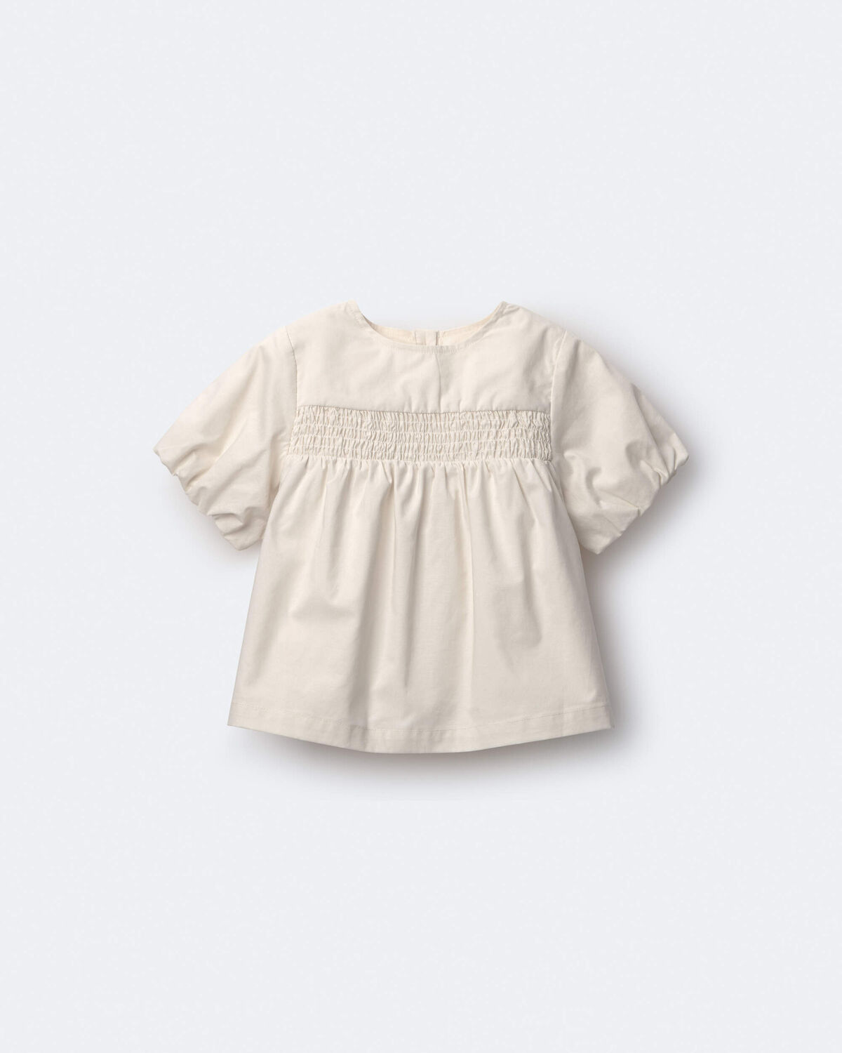 Toddler Girl Smocked Bubble Sleeve Top - Cream 2 Toddler Girl Smocked Bubble Sleeve Top - Cream