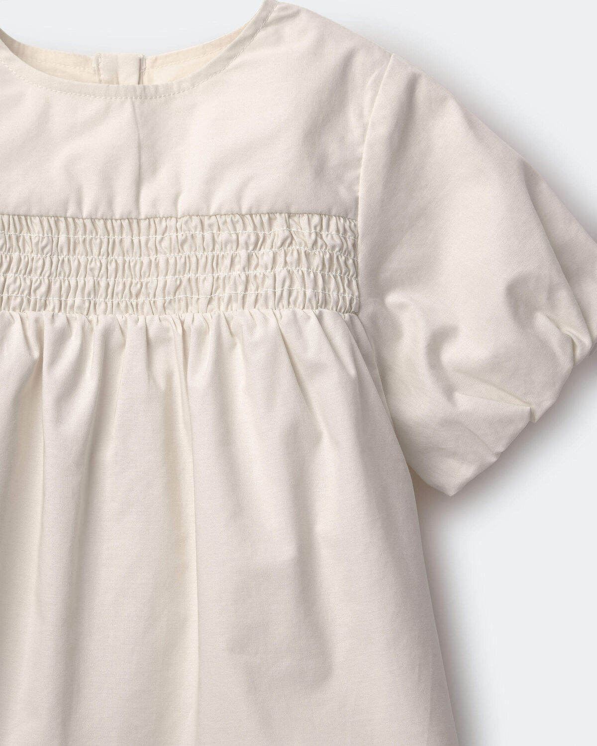 Toddler Girl Smocked Bubble Sleeve Top - Cream 6 Toddler Girl Smocked Bubble Sleeve Top - Cream