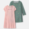 Girls 2-Pack Butterfly Night Gowns - Pink/Green