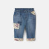Baby Girl Floral Patch Denim Pull-On Jeans - Light Wash