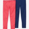 Baby 2-Pack Red & Navy Cotton Stretch Leggings